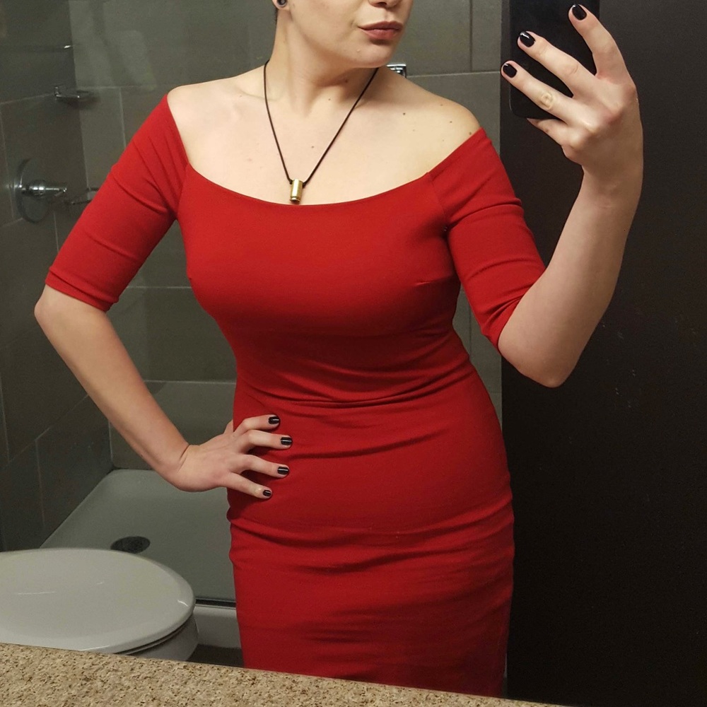 Unique Vintage Red Mod Wiggle Dress.